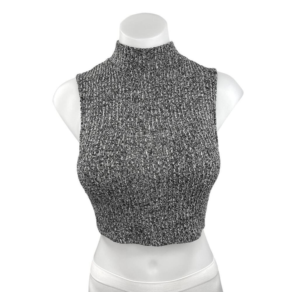 Urban Outfitter Silence + Noise Dark Gray Turtleneck Sleeveless Crop Sweater Top